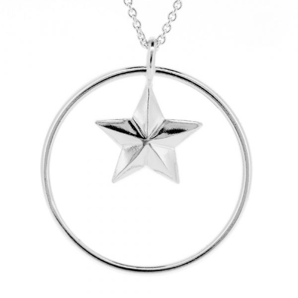 Sterling silver star & circle pendant