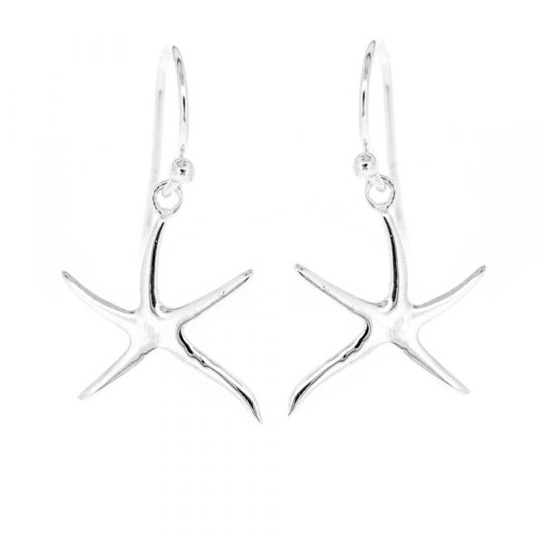 Sterling silver starfish drop earrings