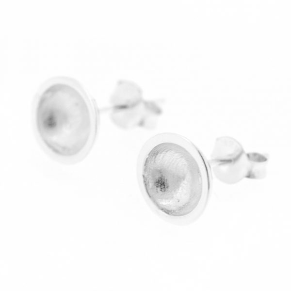 Sterling silver concave circular stud earrings