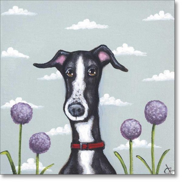Greetings card of 'Amongst the Alliums' by Claire Brierley