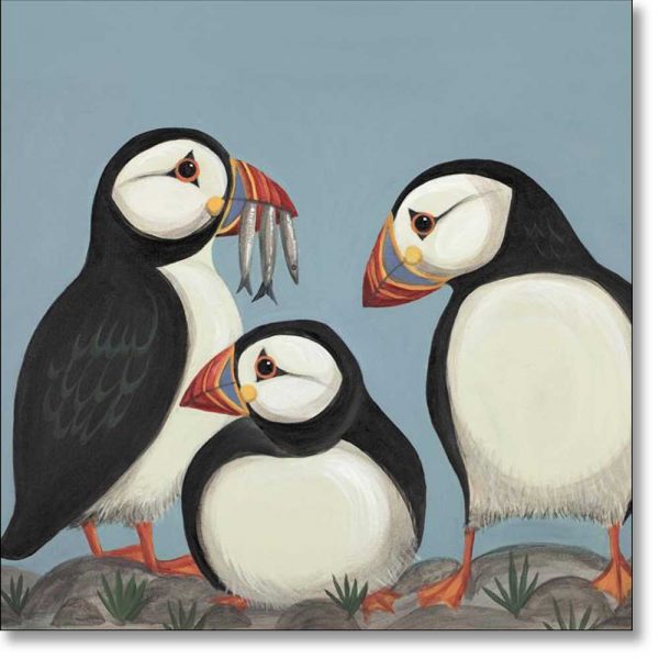 Greeting card of 'Huffin and a Puffin' by Catriona Hall
