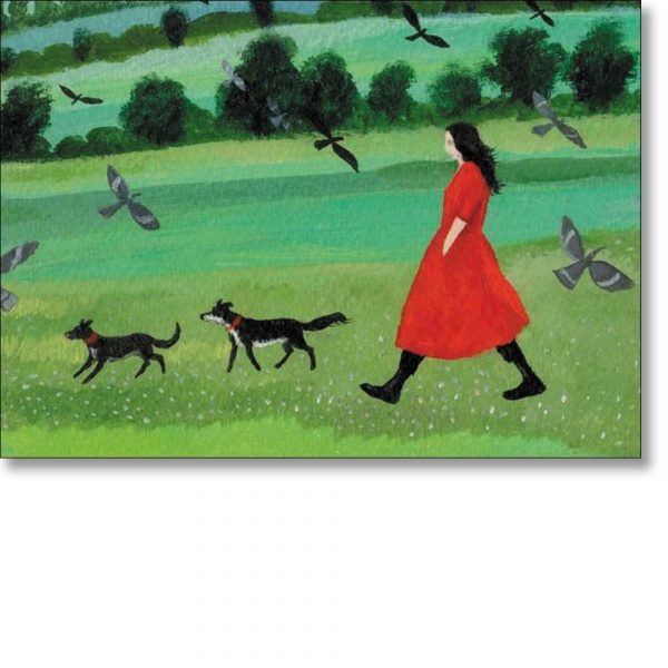 Greetings card of 'Woman in Red' by Dee Nickerson