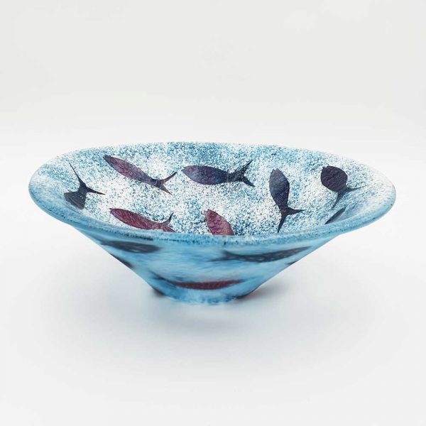 Fused glass fish bowl by Fiona Fawcett