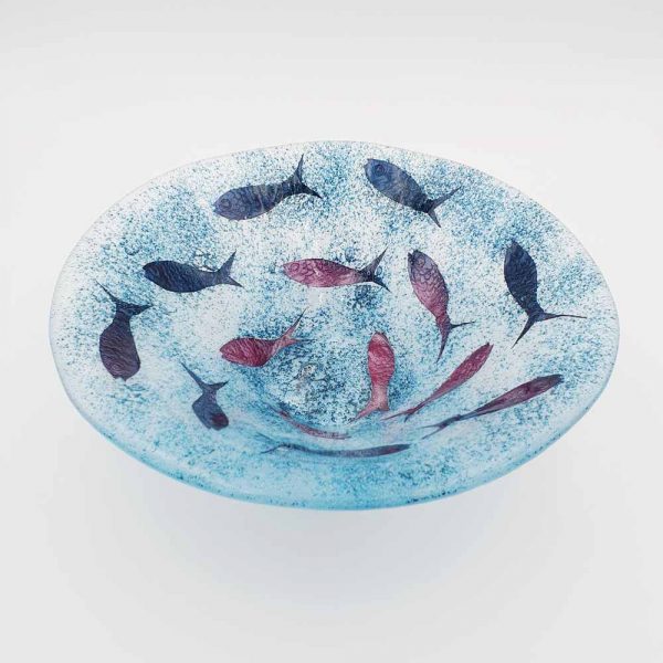 Fused glass fish bowl by Fiona Fawcett