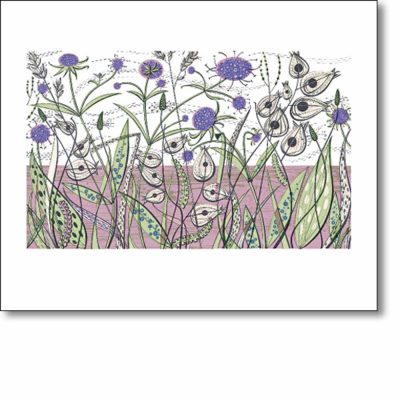 Greetings card of 'Green Bank' by Angie Lewin