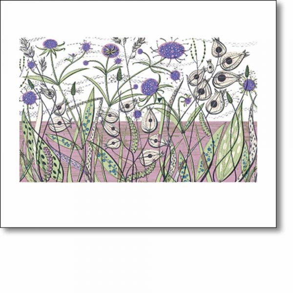 Greetings card of 'Green Bank' by Angie Lewin