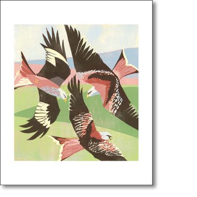 Greetings card of 'Red Kites, Laurieston' by Lisa Hooper