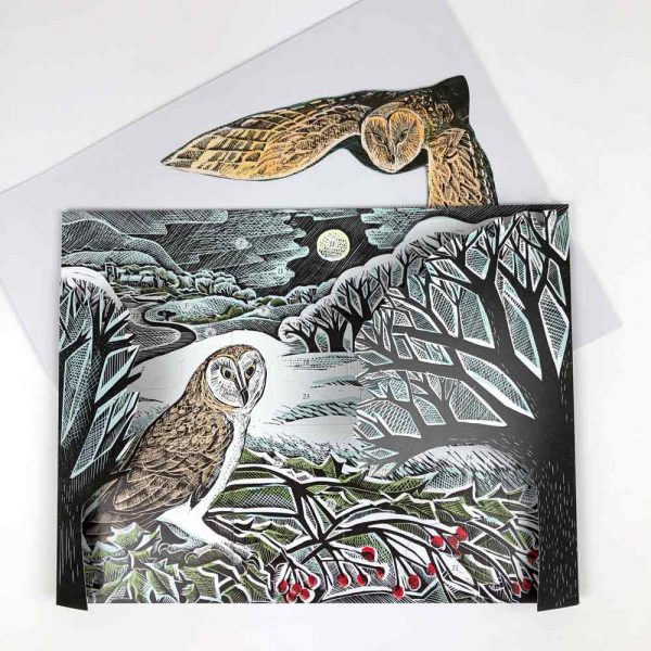 Freestanding Advent Calendar of 'Owl in Winter Advent Calendar' by Angela Harding