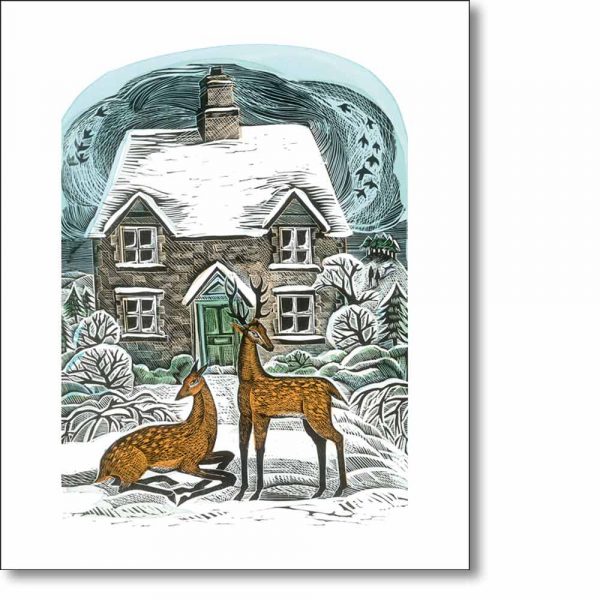 Greeting card of 'Christmas Cottage' by Angela Harding