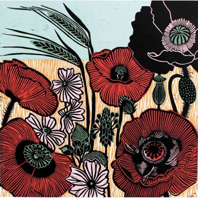 'Wild Poppies' linocut print by Kate Heiss