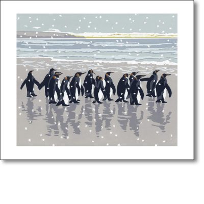Greeting card of 'Snowy Beach Kings' by Lizzie Perkins