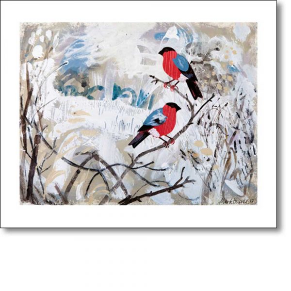 Greeting card of 'Bullfinches' by Mark Hearld