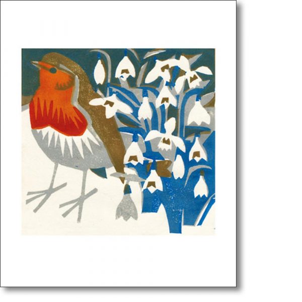 Greeting card of 'Snowdrop Robin' by Matt Underwood