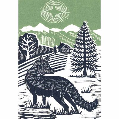 'Midnight Fox' linocut print by Kate Heiss