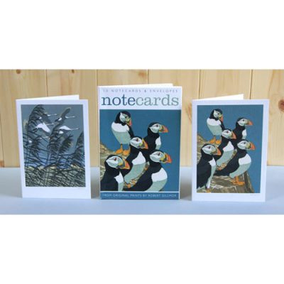 Notecards pack of 'Puffins & Whooper Swans' by Robert Gillmor