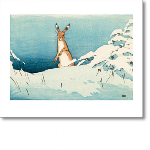 Greeting card of 'Snow and Hare' by Allen William Seaby
