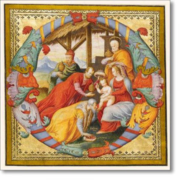 Christmas Card of 'Adoration of the Magi (Illuminated Letter O)'