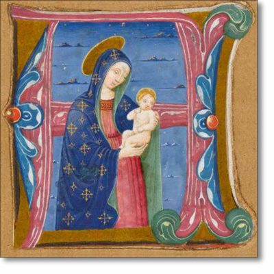 Christmas Card of 'Virgin and Child (Illuminated Letter A)'