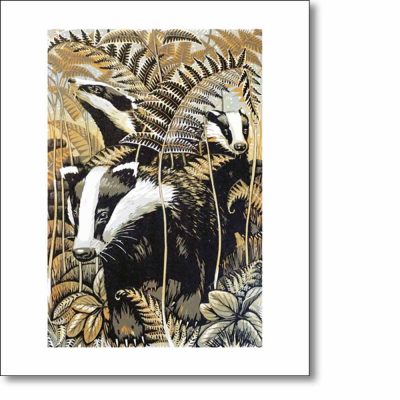 Greetings card of 'Badgers' by Martin Truefitt-Baker
