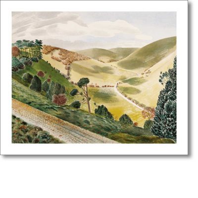 Greetings card 'The Causeway, Wiltshire Downs 1937' by Eric Ravilious