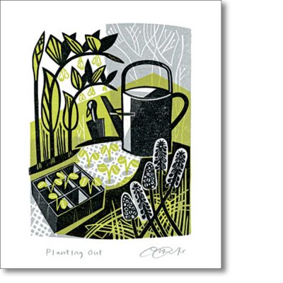 Greetings card 'Planting out' by Clare Curtis