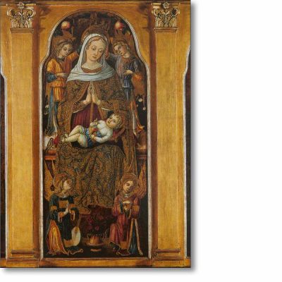 Chrsitams Card 'Virgin and Child enthroned with Saint Bonaventura and Saint Louis of Toulouse' by Vittore Crivelli