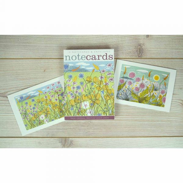 Notecard pack of 'Machair & Plantain and Thrift' by Angie Lewin