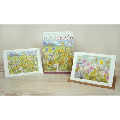 Notecard pack of 'Machair & Plantain and Thrift' by Angie Lewin