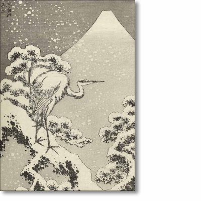 Christmas card of 'Winter Crane (Fugaku hyakkei)' by Katsushika Hokusai