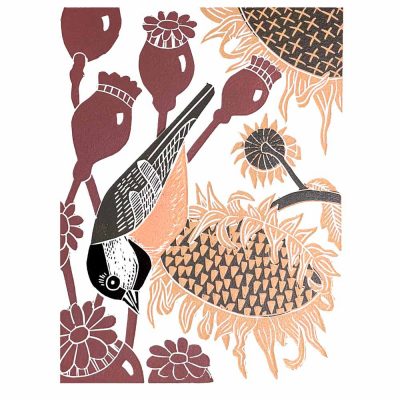 Linocut 'Coal Tit' by Kate Heiss