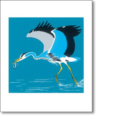 Greetings card 'Heron & Eel' by Robert Gillmor