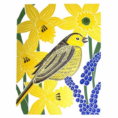 Linocut 'Yellowhammer' by Kate Heiss