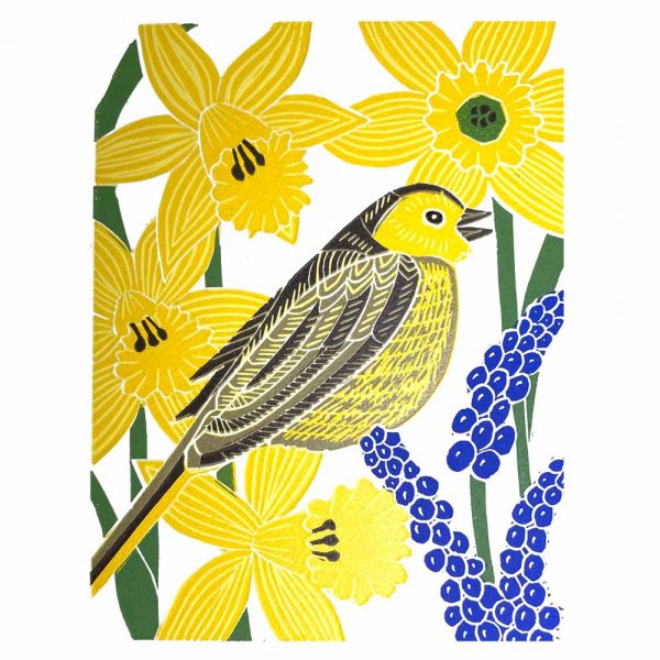 Linocut 'Yellowhammer' by Kate Heiss