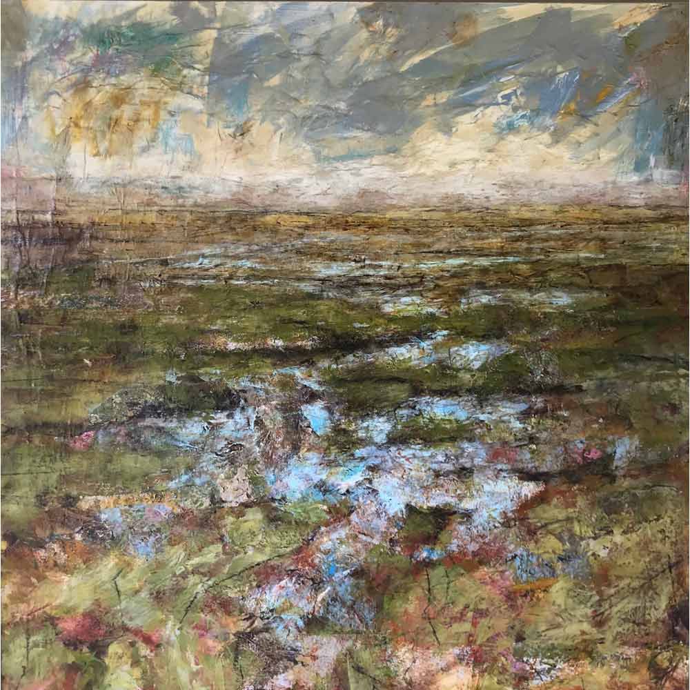 Mixed media painting 'Norfolk Saltmarsh IV' by Steven Levitt