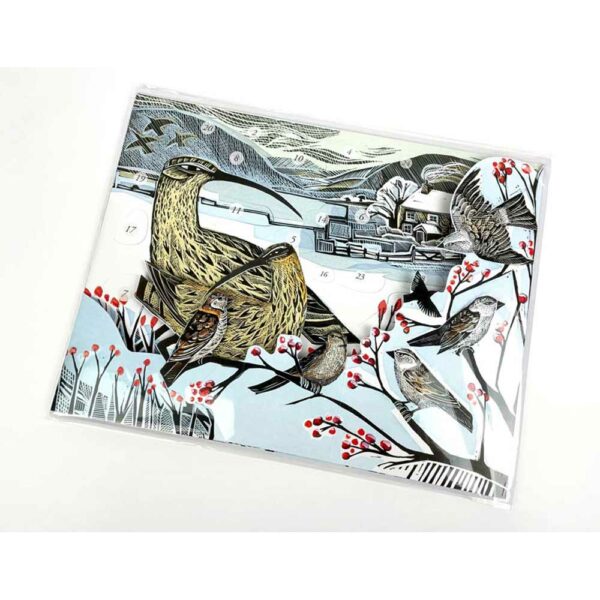 Wrapped advent calendar Curlew Christmas, by Angela Harding