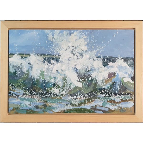 Framed acrylic painting 'I am both horizon and shore' by Mary Blue