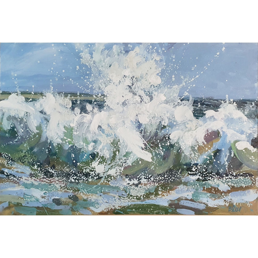 Acrylic painting 'I am both horizon and shore' by Mary Blue