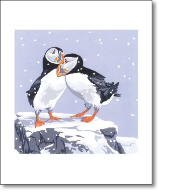 Greetings card 'Snowy Puffins' by Lizzie Perkins