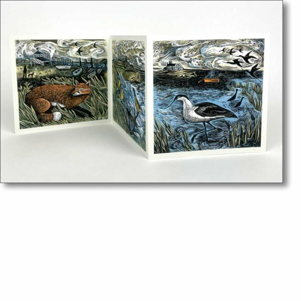 Tri-Fold card 'Morston to Blakeney Triptych' by Angela Harding, alternative view.