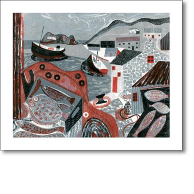 Greetings card 'Fish on the Quay' by Melvyn Evans