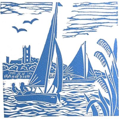 Linocut 'Morston Quay' by Hate Heiss