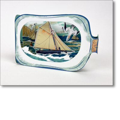 3D die-cut card 'Boat in a Bottle' by Tom Jay.