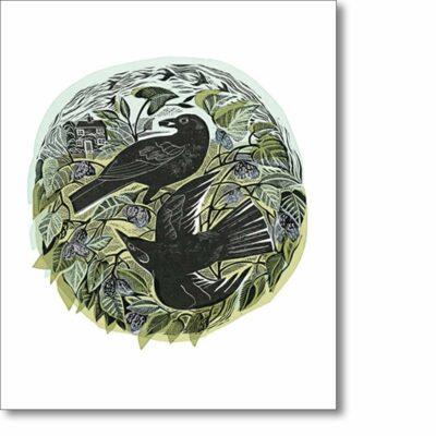 Greetings card 'Blackbirds & Mulberries' by Angela Harding