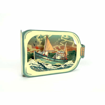 3D die-cut card 'Fishing Boat in a Bottle' by Tom Jay.