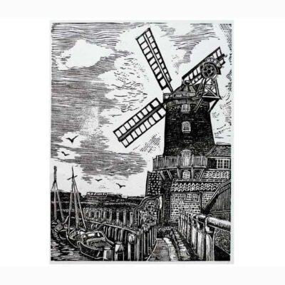 Wood Engraving 'Cley Windmill' by Lyn May