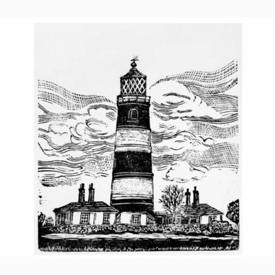 Wood Engraving 'Happisburg Lighthouse' by Lyn May