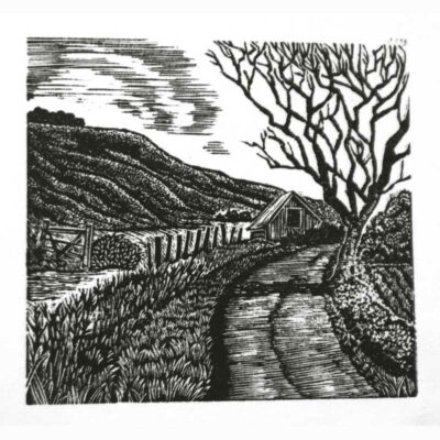 Wood Engraving 'Winding Road' by Lyn May