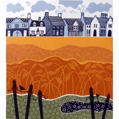 Linocut print of 'North Norfolk' by Diana Ashdown